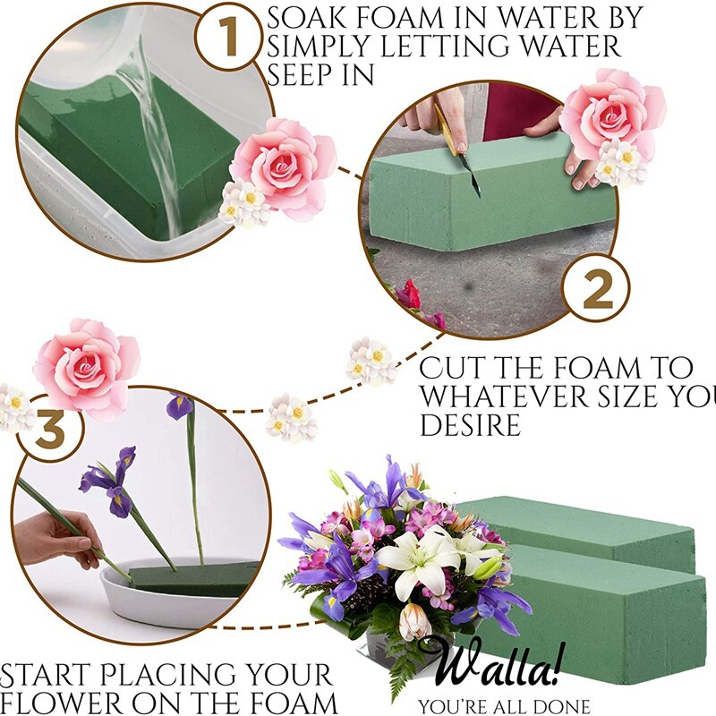 Bloques de espuma para flores, paquete de flores, floristería, suministros para flores artificiales, decoración de plantas, 6 piezas