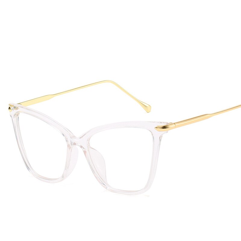 Gisaev overdimensionerede firkantede ramme kattebriller kvinder store uregelmæssige firkantede nærsynethed øjenklasse ramme retro super lette briller: Gennemsigtig