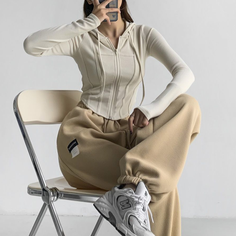 Lente Herfst Casual Mode Effen Eenvoudige Korte Hoodies Dames Lange Mouwen Slim All-Match Rits Sweatshirt Vrouwen Vest Top