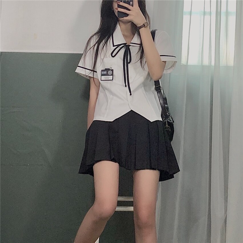 Japanese Anime School Girl JK Uniform High Waist Skirt JK Suit University Sweater College Short Pleated Skirts Women