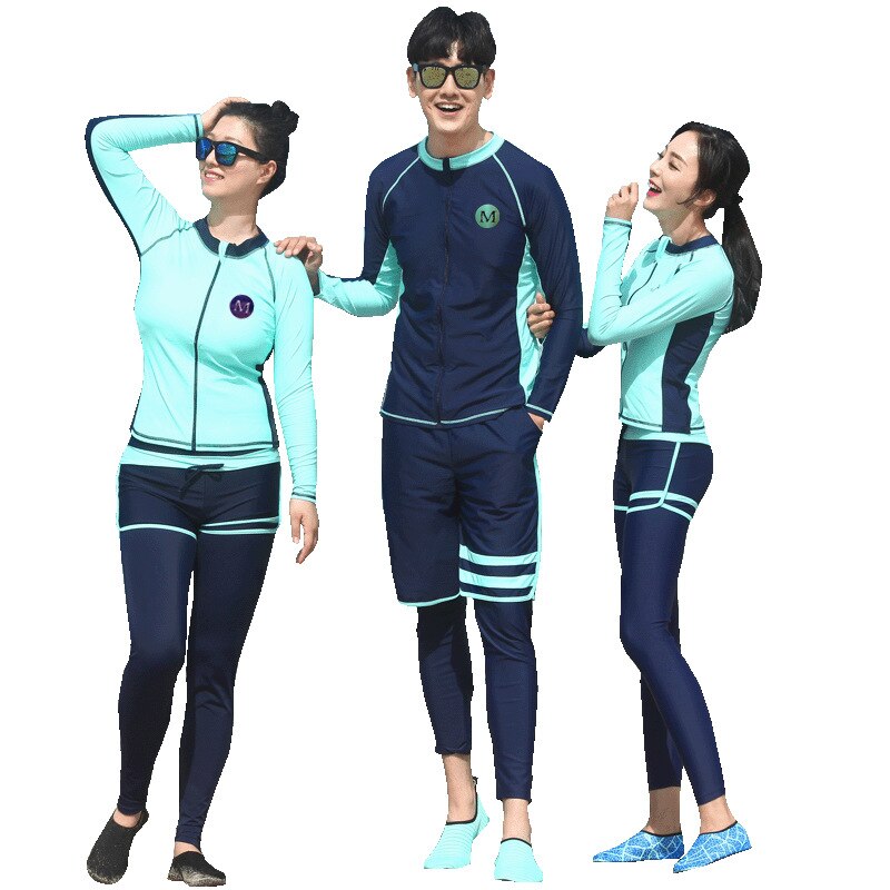 Women's 5pcs/set Long Sleeve Zip Up Rash Guards UPF 50+ Baselayer Skins Performance Fit Compression Rash Guard Men's Full Body