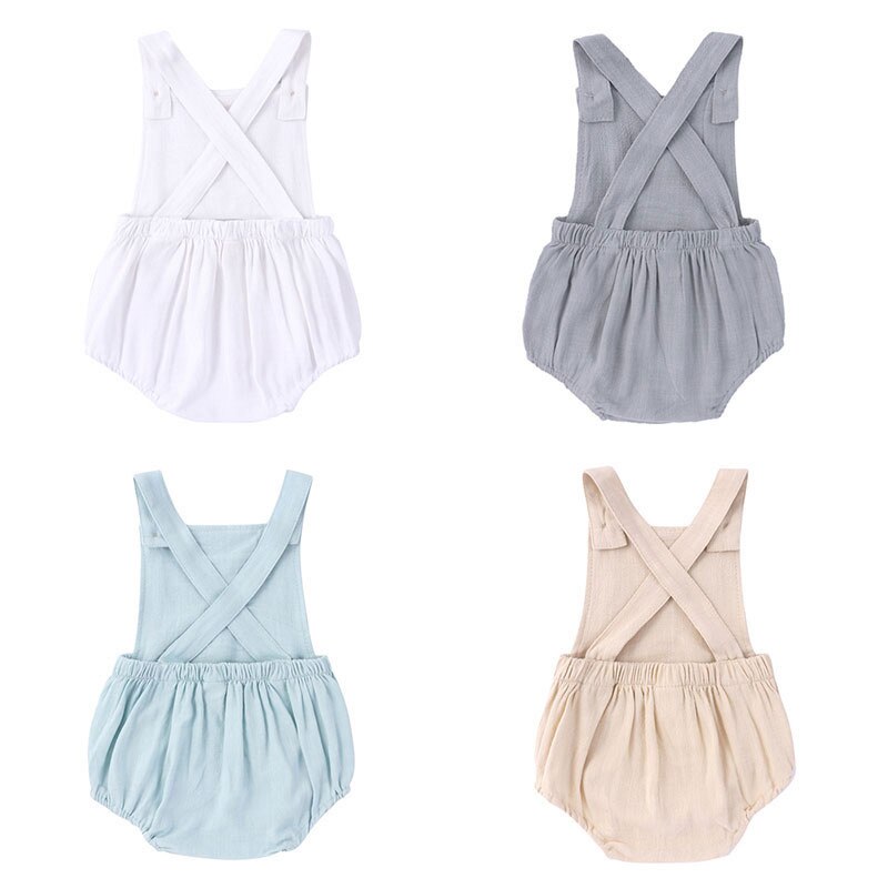 Ropa de verano para bebés y niñas, ropa de Color sólido para recién nacidos, monos de algodón sin mangas con cuello cuadrado, ropa para bebés de 0 a 24 meses