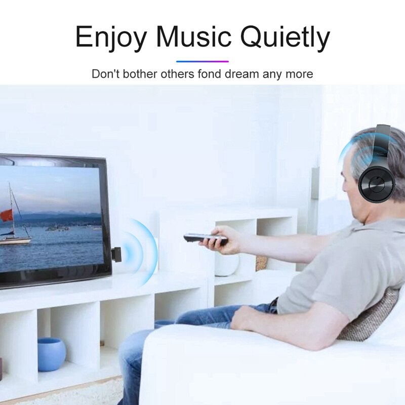 Bluetooth Adapter BT5.0 Airplane Flight Adapter Wireless Music Receiver Transmitter for PC TV Entertainment System