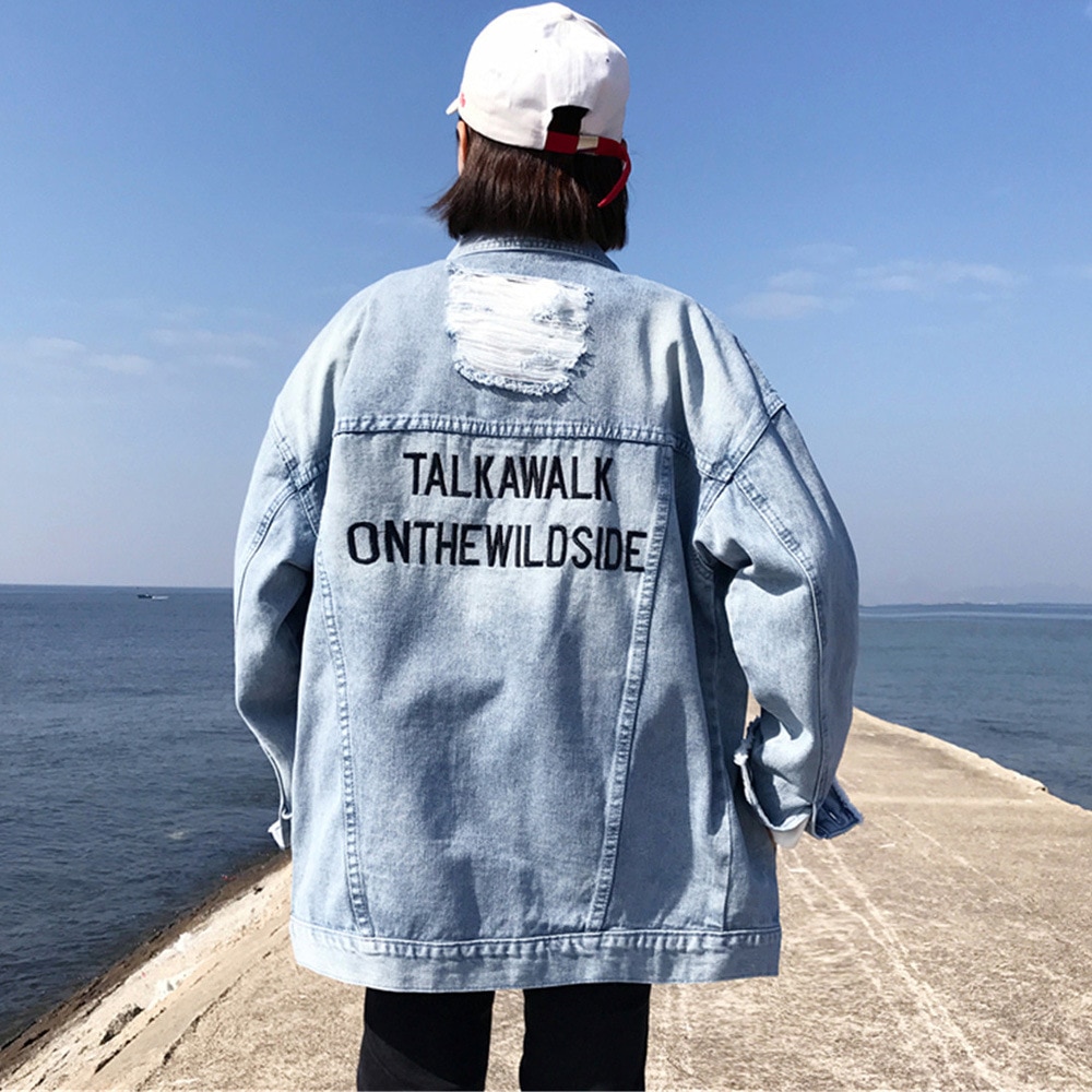 ZQLZ printemps Denim veste femmes nouvelle broderie lettre simple boutonnage Vintage décontracté automne manteau Mujer