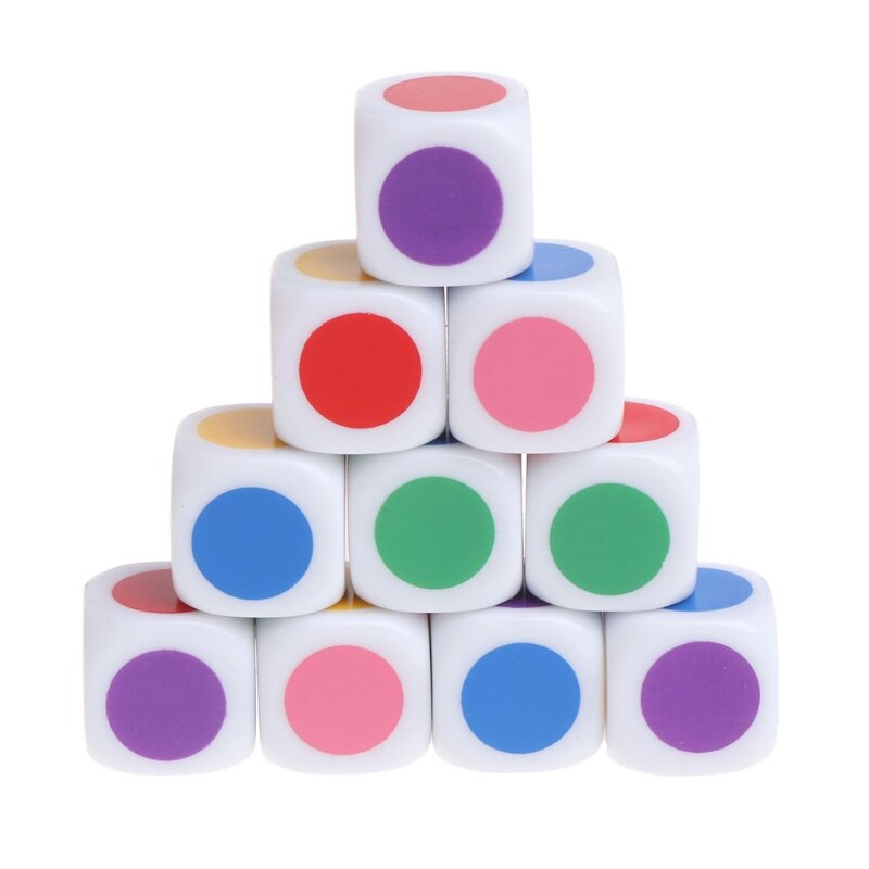 10Pcs 15Mm Multicolor Acryl Cube Dice Kralen Zes Zijden Draagbare Tafel Games Speelgoed