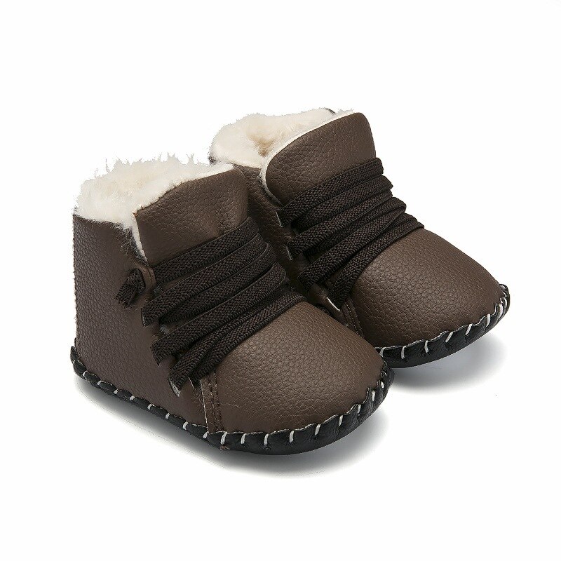 Zacht Leer Baby Meisje Laarzen Dikke Warm Anti-Slip Rubber Zolen Baby Schoenen Pasgeboren Baby Boy Girl Snowboots meisjes Booties