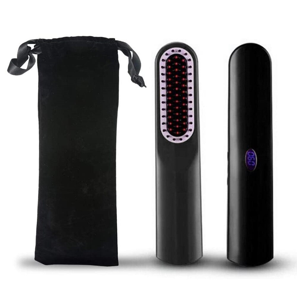Skjegg rettetang for menn styler kam multifunksjonell trådløs usb hår rettebørste trådløs hår rettetang skjeggbørste