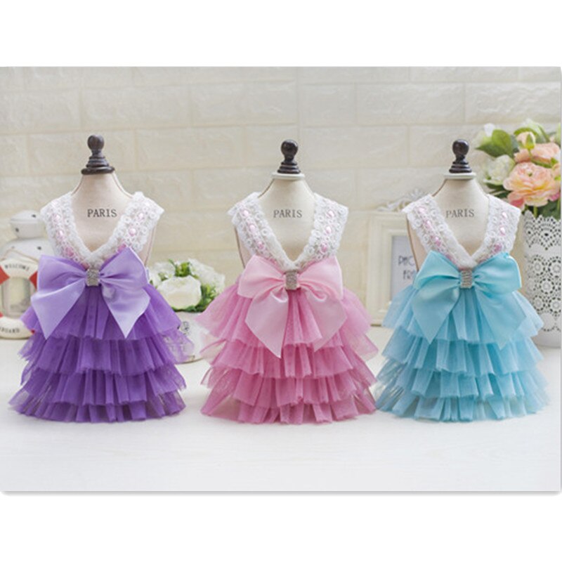 Vêtements pour animaux de compagnie de luxe pour petit chien robe princesse mariage Tutu robe nœud printemps été chien vêtements