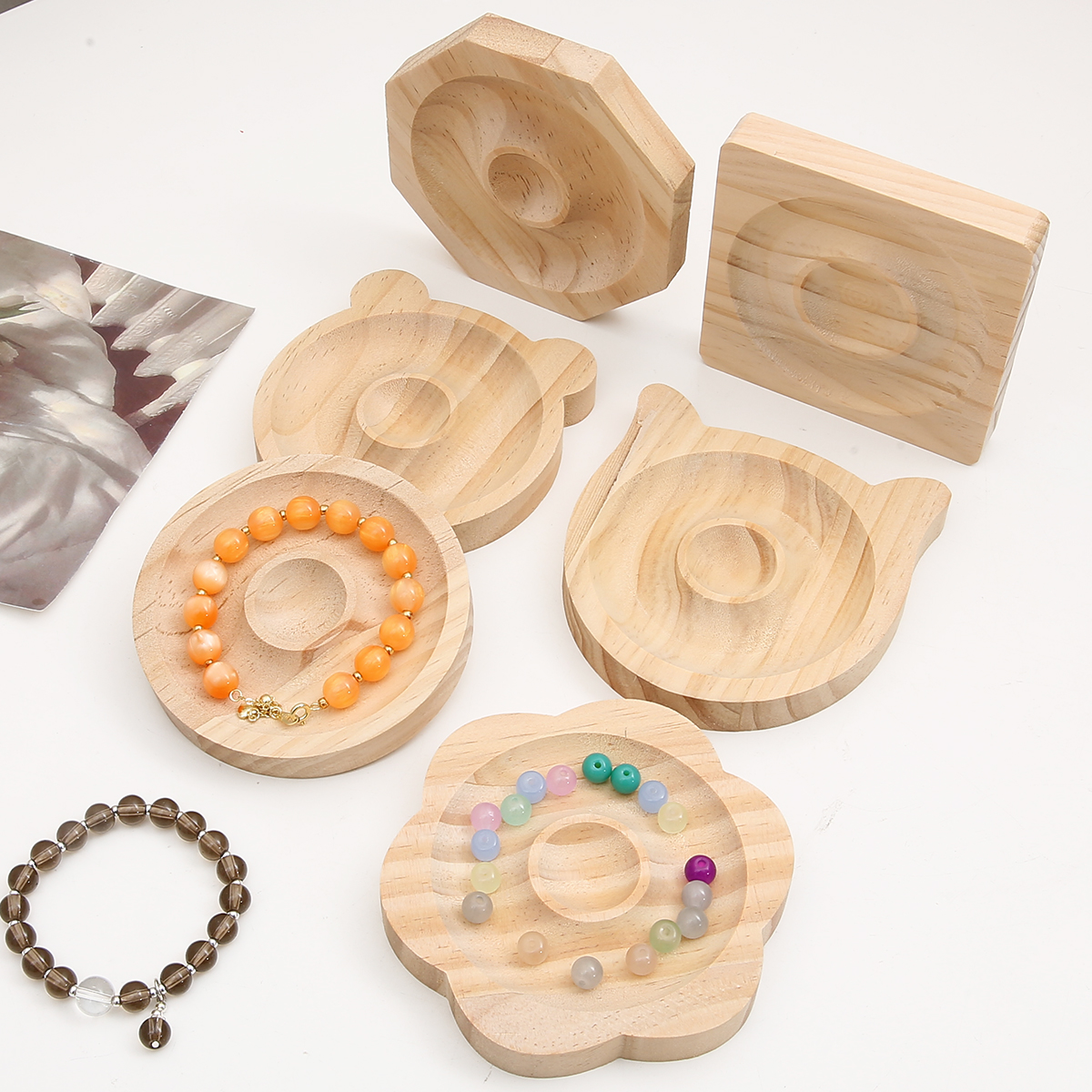 Houten kralen ontwerpbord Geschikte armband displaystandaard voor het maken van sieraden Kettingen Ambachten Lade Praktische display