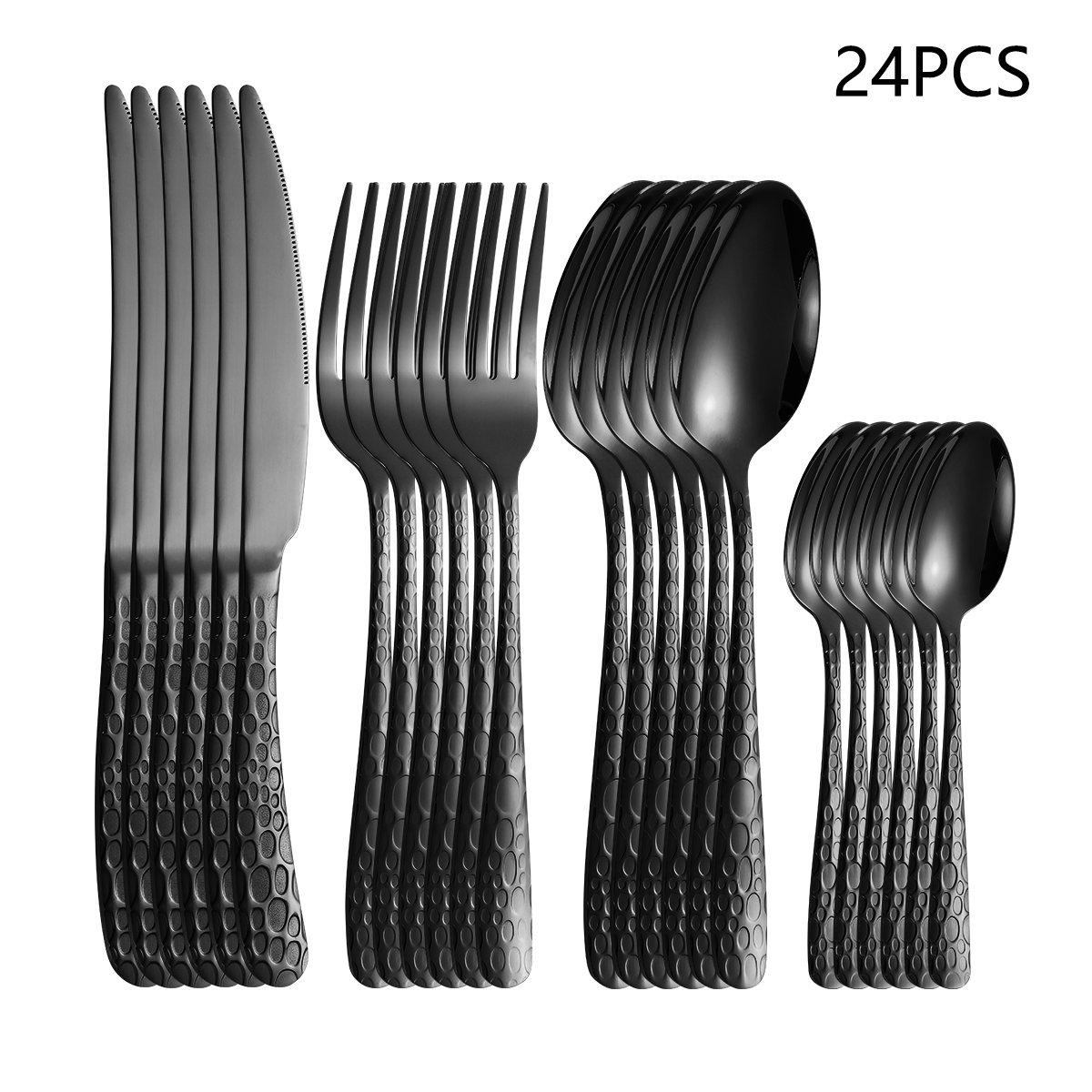 Couverts, couteaux, fourchettes et cuillères en acier inoxydable noir, ustensiles de cuisine pour la maison, vaisselle de dîner de 4/6/16/24 pièces: Rose