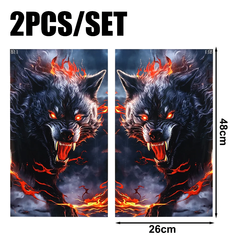 Car Window Center Pillar Sticker Door B-pillar Flame Wolf Tiger Decorative Decal Black Carbon Patterned Waterproof Car Stickers: WHITE