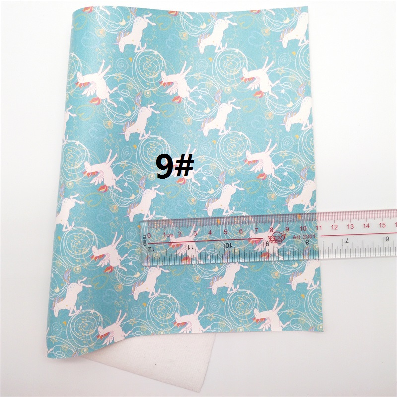 Unicorn Printed Synthetic Leather Faux Fabric Sheets Felt Backing Leather Sheets For Accessories Bows 21X29CM GM2167A: 9