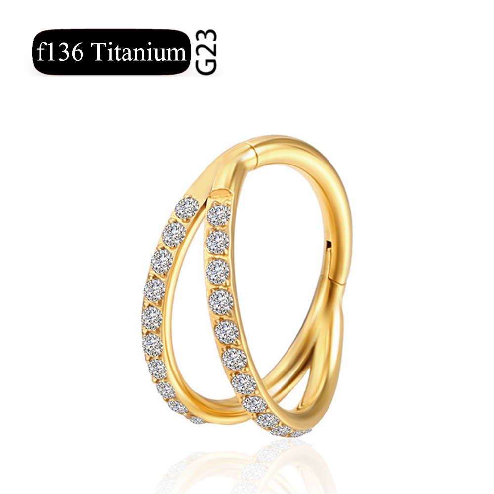 F136 Titanium 16G Scharnierend Segment Neusring Zc Septum Clicker Daith Oorbellen Hoepel Oor Kraakbeen Tragus Helix Piercing Sieraden: Rood / Imitation Rhodium Plated