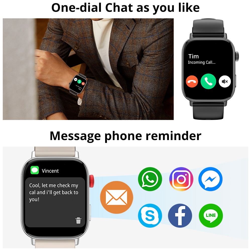 COLMI C8 Max Voice Calling Smart Watch 1,93 "groot HD-kleurendisplay Gezondheids- en fitnesstracking smartwatch voor mannen en vrouwen