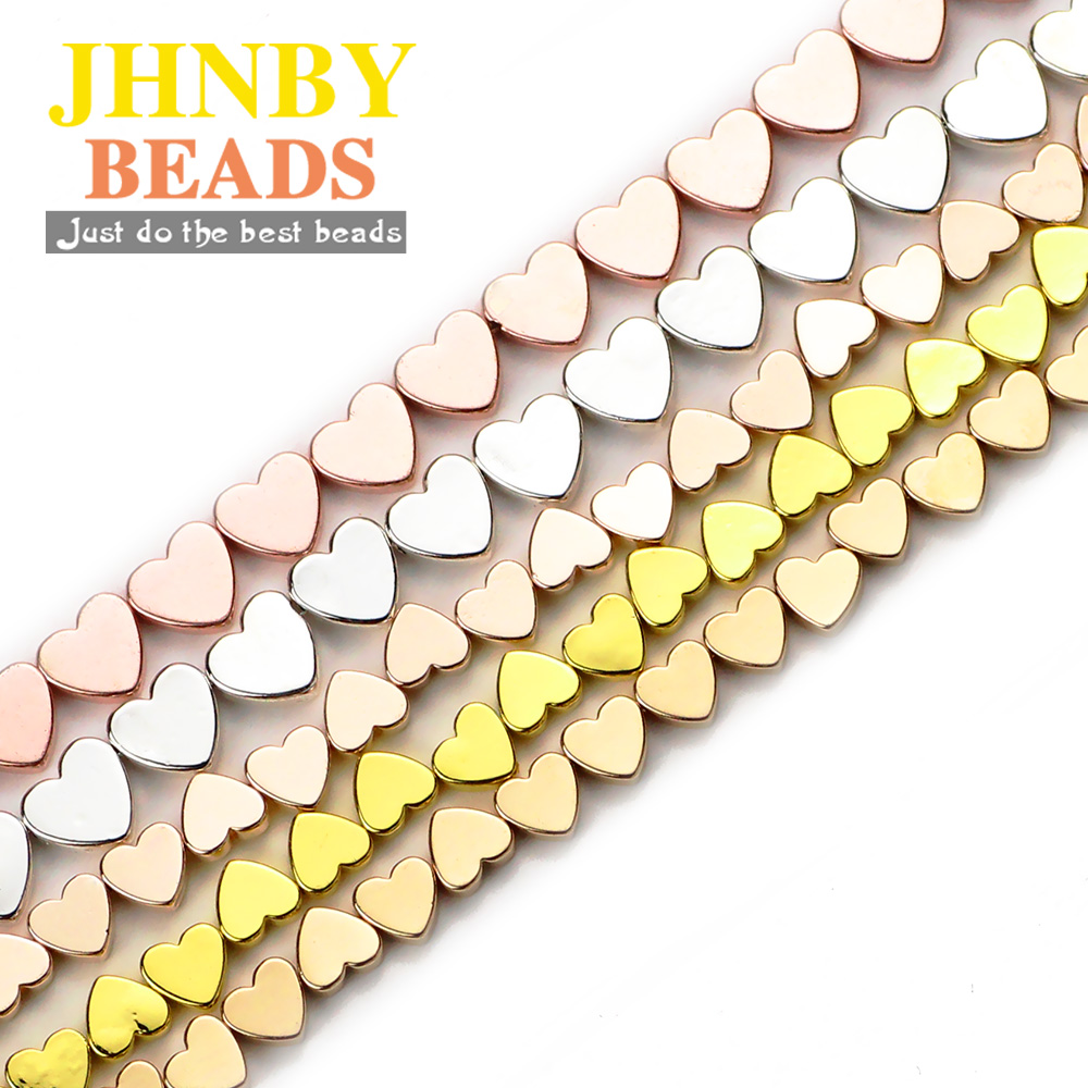 JHNBY 6x5mm Rose Gold Black Hematiet Kralen Liefde Hart Natuursteen Losse Kralen voor Sieraden Maken DIY ketting Armbanden 15''