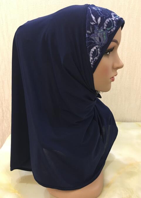 DIANRUO 60X60CM Women Decorative Lace Scarf turban Solid Shawls Pleated Headband Hijab Muslim Wraps Scarves scarf N405: 11