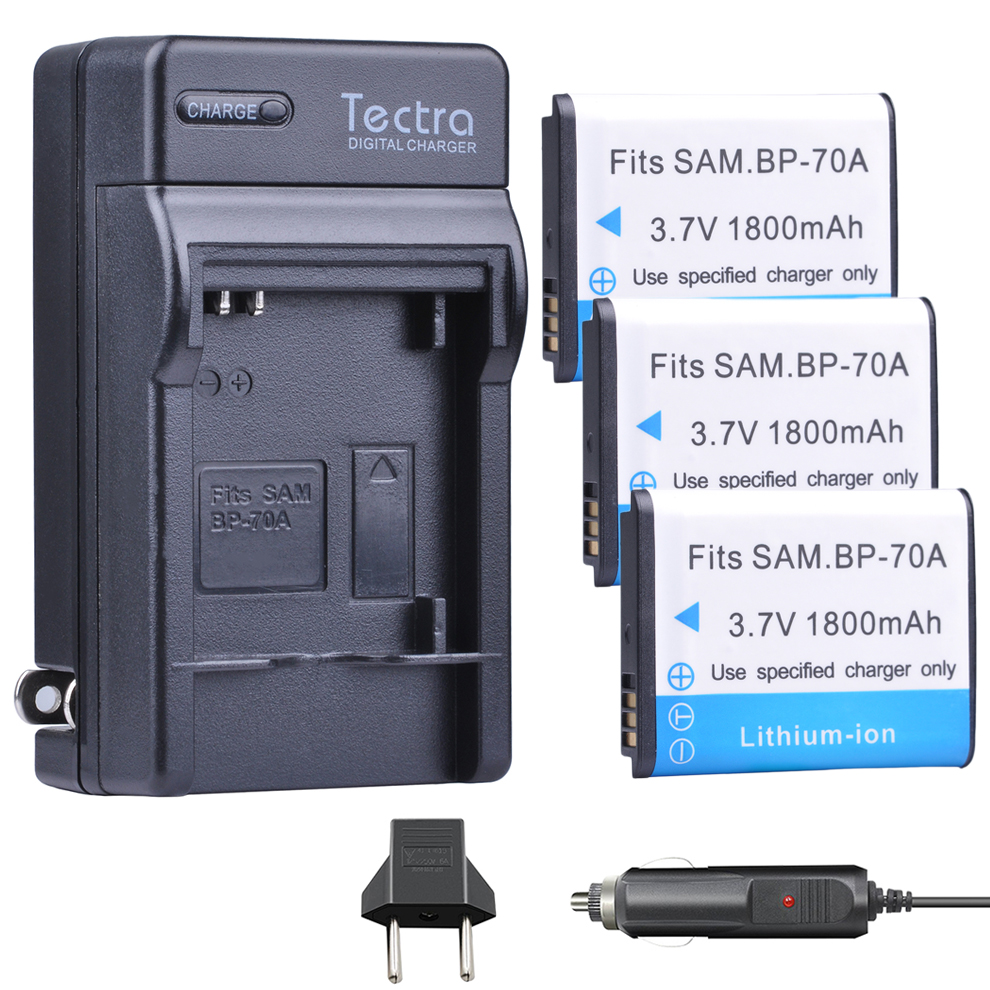 Camera Battery+DC Charger BP-70A BP70A For SAMSUNG PL80 ES70 PL90 PL100 PL101 PL120 PL170 PL200 PL201 SL50 SL600 SL605 SL630: black