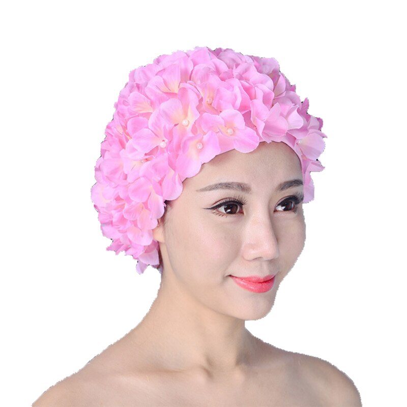 Badhatt kvinnor unisex flickor långt hår badmössa simmössa stretch drapera fri storlek simbassäng sport elastisk nylon turban