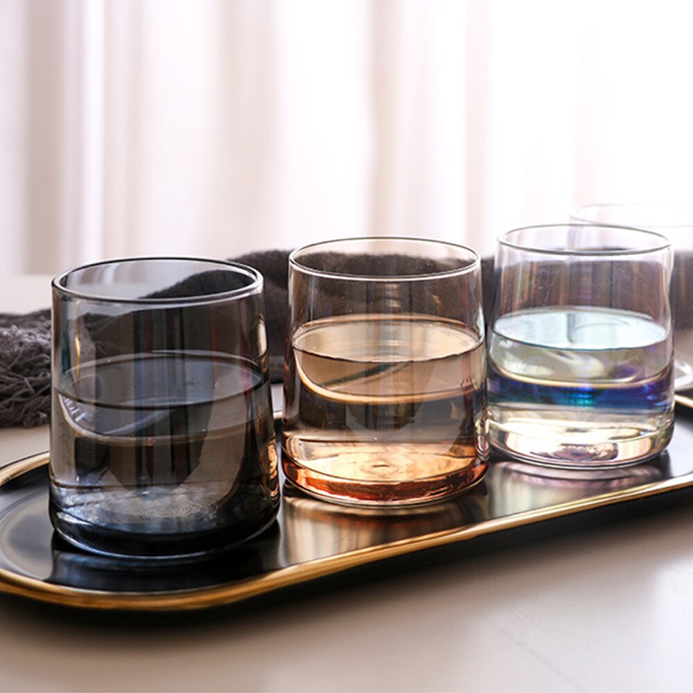 Japanese Style 220ML Water Glass Colorful Household Whiskey Glass Thick Bottom Ion Plated Water Juice Glass Glass