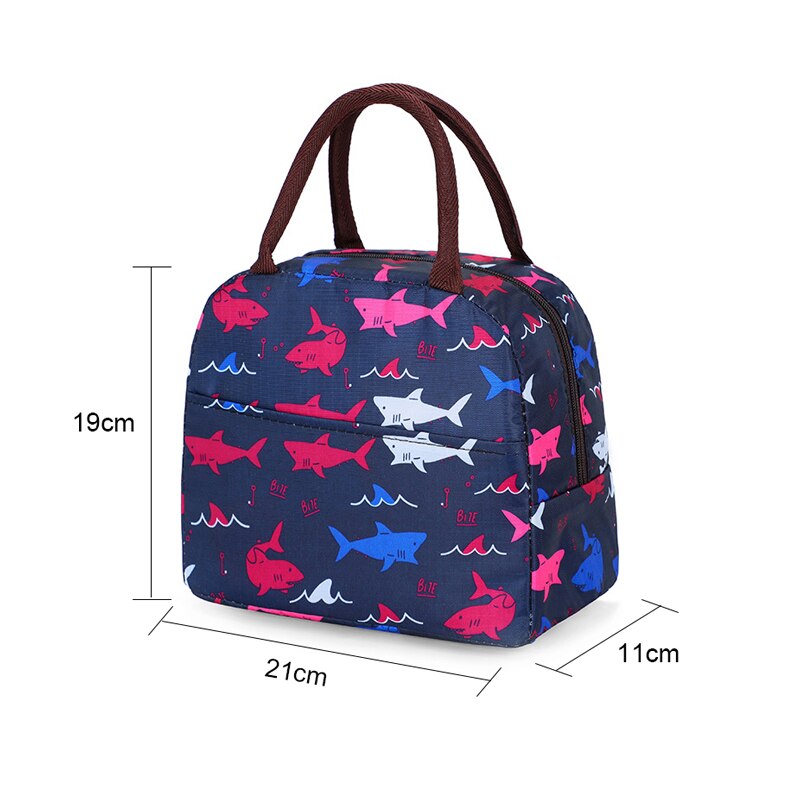 Functional Cute Pattern Lunch Bag Portable Insulated Canvas Cooler Bog Thermal Food Picnic Lunch Bags For Women Kids