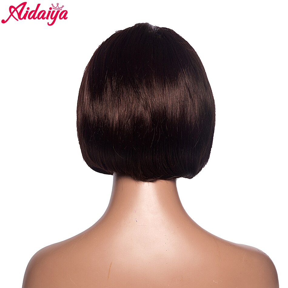 Aidaiya-Peluca de cabello sintético para mujeres negras, pelo corto Bob, con cordón ajustable, turbante, diadema, peluca recta Natural