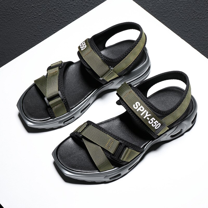 Sandaler med dubbla band för man luftkudde skor för sommaren spänne sandaler slitstarka halkfria sandaler killar  zy480