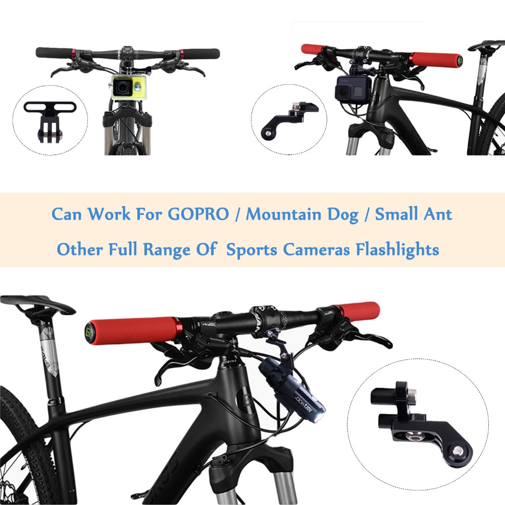 JINSERTA Flashlight Holder Mount for Gopro 7 6 5 Camera Stem Handlebar Extension Bicycle Adapter For MTB Road Bike Accessories