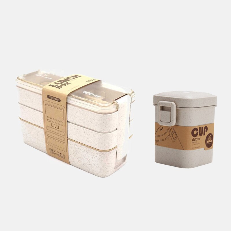 Starw Box 3 Layer Wheat Straw Bento Boxes 900ml Portable Hea... – Grandado