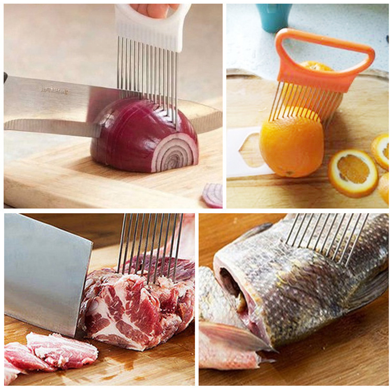 Vegetables Potato Slicer For Cutting Utensils Onion Shredder Tomato Onion Fruit Cutter Safe Aid Holder Kitchen Accessories Tools