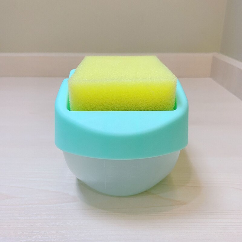2-In-1 Zeepdispenser En Spons Caddy Spons Doos Met Zeep Pomp Dubbele Laag Spons Scrubber Houder case Container