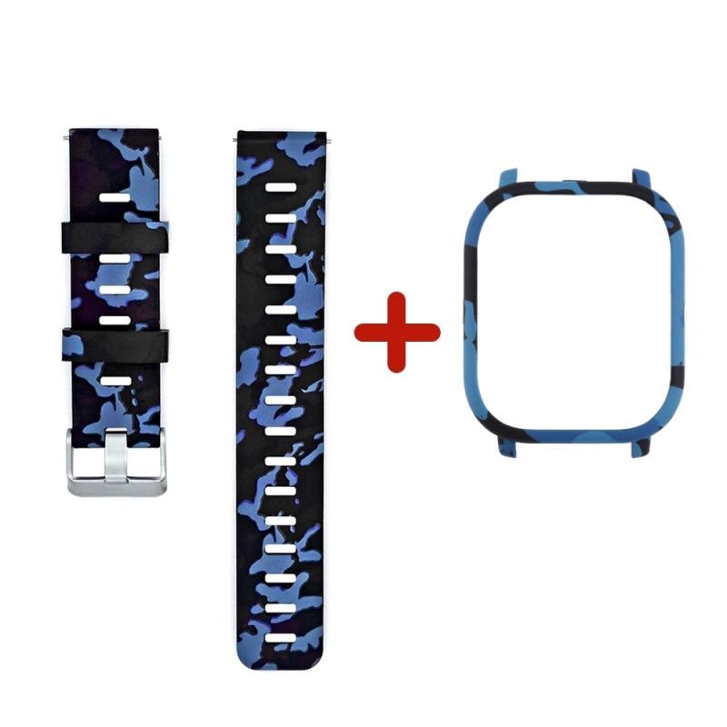 Strap 2 in 1 Watch Band Watch Case Cover Bracelet strap Protector Silicone Wrist Strap Watch Band For Amazfit GTS Strap: 03 blue