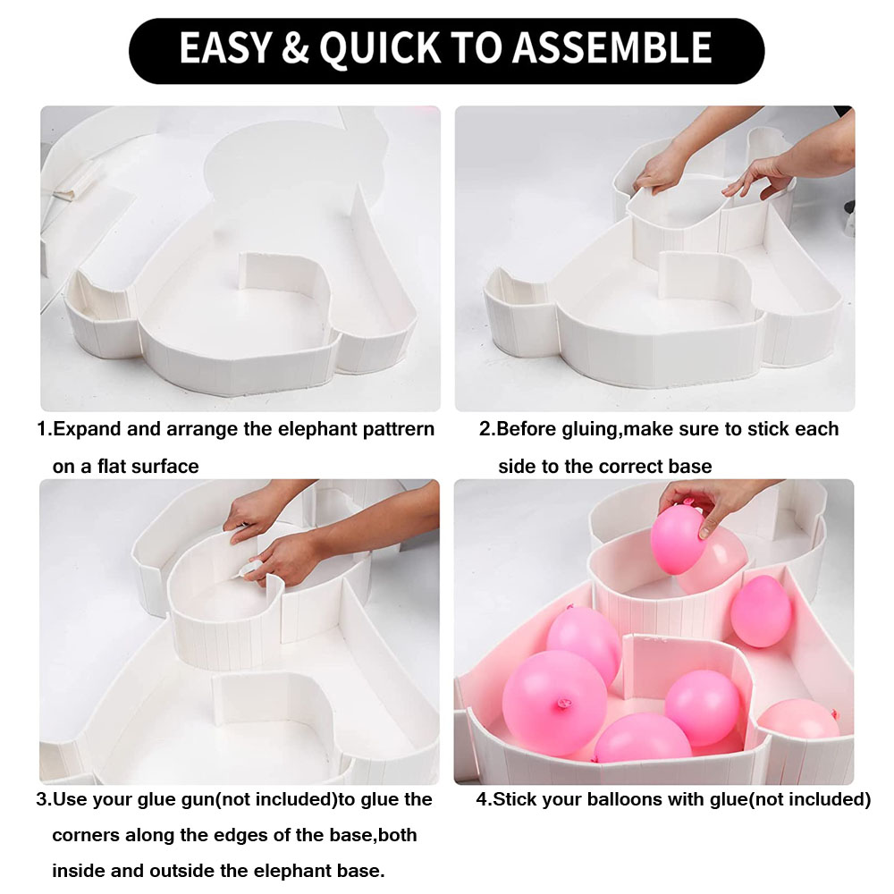 110cm Elephant Shape Mosaic Balloon Frame DIY Mosaic Filling Box Baby Shower Kids Birthday Party Wedding Jungle Safari Backdrop