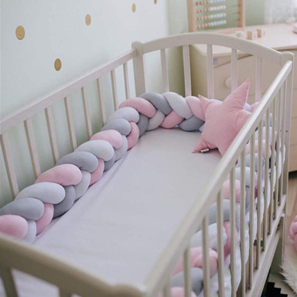 Rideau de lit à trois brins pour enfants, 200cm, oreiller en tricot, clôture de lit pour enfants, Protection du sommeil, décoration de berceau