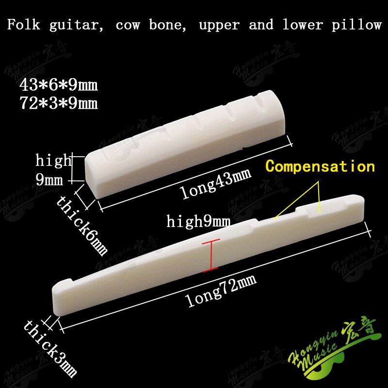 1 SET Ox bone 6 String Guitar Bridge Saddles Part For Folk Acoustic Guitar single saddle 72mm 74mm 76mm 80 100mm 43mm nut blank: 43 72mm high9mm