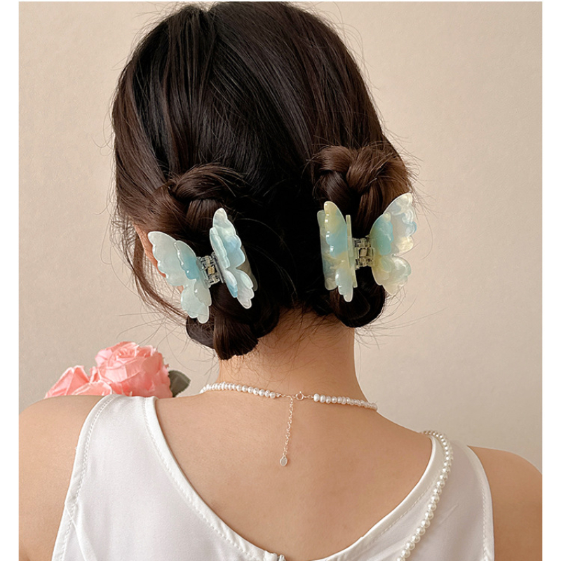 Pince à cheveux papillon changeante de couleur douce, pince à cheveux crabe féerique d'été pour femmes et filles, pince requin, épingle à cheveux, couvre-chef, accessoires pour cheveux