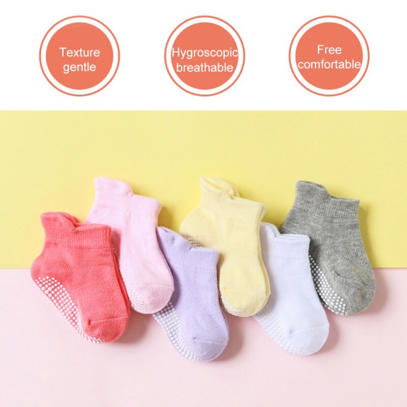 Peuter Katoenen Sokjes Baby Meisjes Jongens Lente-Herfst Vloer Sokken Antislip Zuigeling Kids Sokken Voor 0-5Y 6 Paren/partij