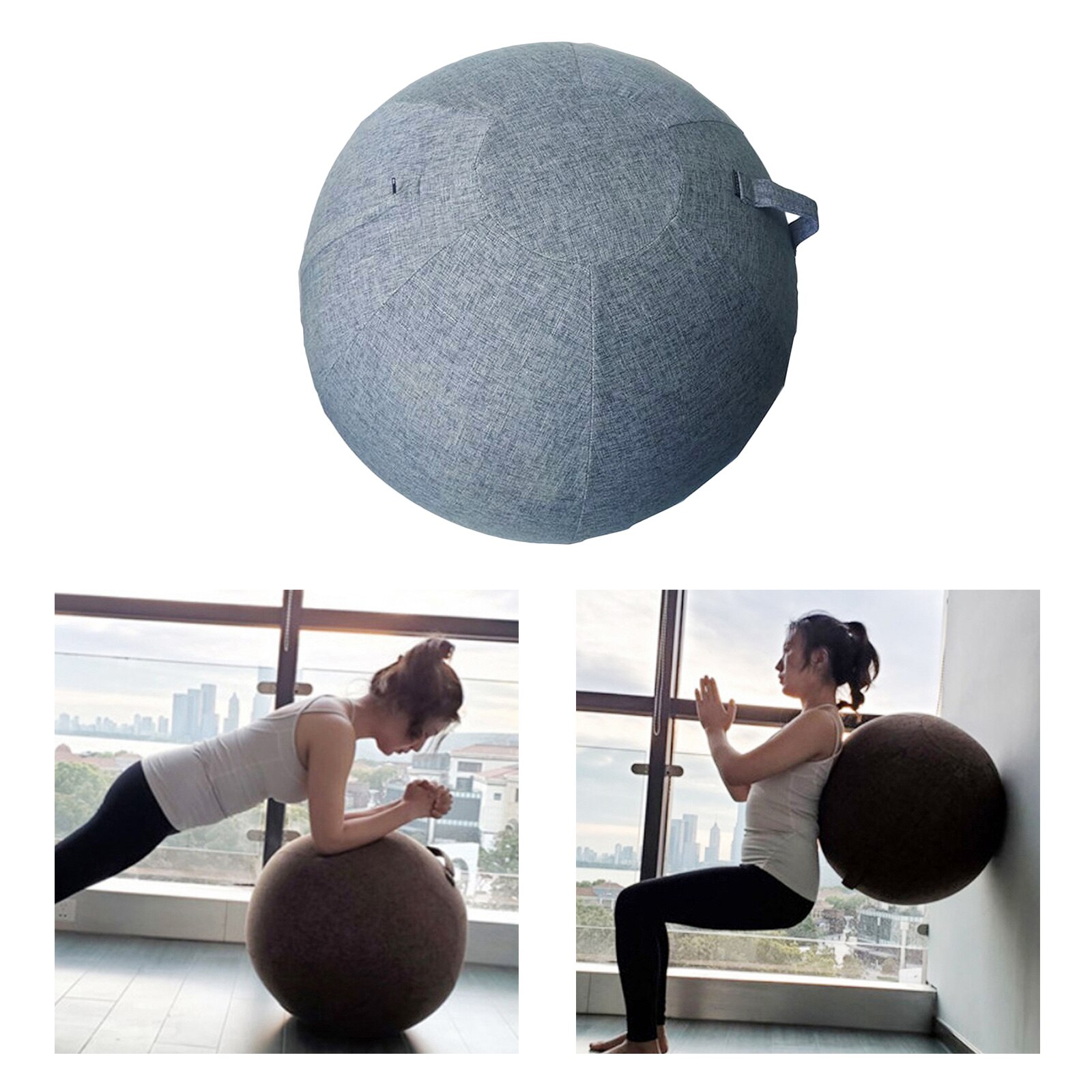55cm træningsbolddæksel yoga pilates bold siddende kuglestolovertræk træningsbold beskytter dækning pilates gymbold: Blå