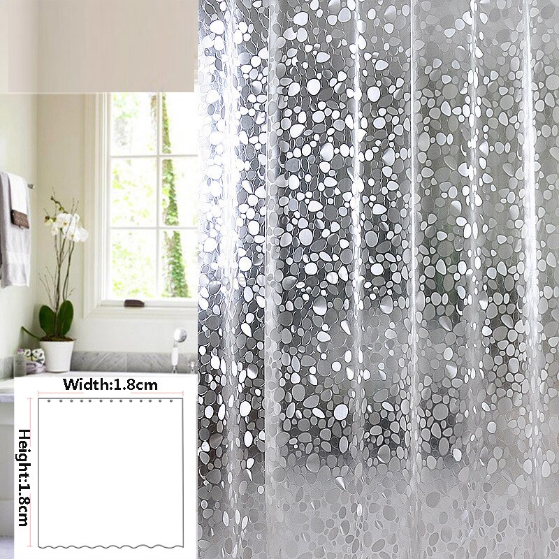 Een, Plastic Peva 3d Waterdicht Douchegordijn Transparant Wit Clear Badkamer Gordijn Luxe Bad Gordijn Met 12 Stuks Haken