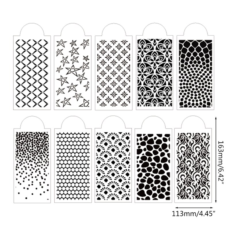 10pcs DIY Geometric Shape Drawing Stencils Templates Embossing Paper Card Painting Scrapbooking Stamp Album Decoration