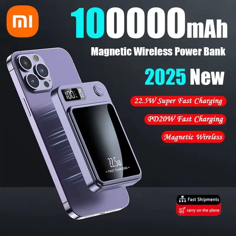 Xiaomi ccc 100000 mAh magnetische Powerbank – 2025 kabelloses Ladegerät mit extrem hoher Kapazität für MagSafe- und Multi-Geräte-Kompatibilität