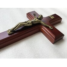 Jésus en alliage de Zinc 32cm, croix en hêtre naturel, or, argent, bronze, suspendus au mur