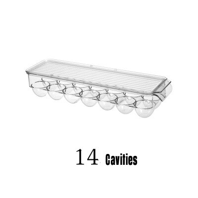 Japanse HUISDIER 21 Grid Eierdoos Koelkast Opbergrek met Deksel Eieren Holder Thuis Organizer Scherper Koelkast Container Keuken Tool: 14 Cavities