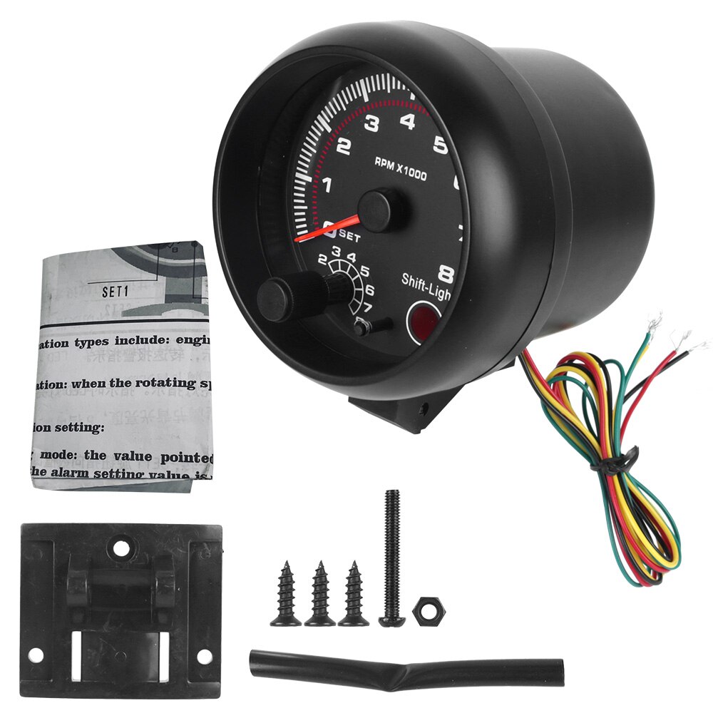 Auto Meter 3.75 Inch Auto Gauge Met Led Shift Light 0-8000 Rpm Witte Achtergrondverlichting Automotive Onderdelen Toerenteller 12V: Black