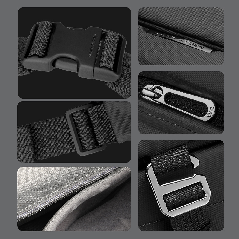 Mark ryden harde schoudertas voor heren met inzetstuk, gesp, magnetische klep, waterdichte crossbodytas voor heren, slingbag voor heren