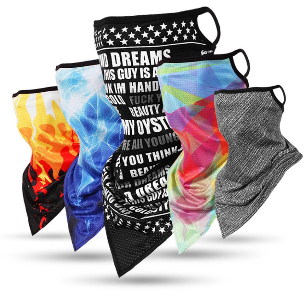 Spandex Flame Teeth Print Breathable Dust Proof Anti UV Face Cover Bandana Neck Gaiter
