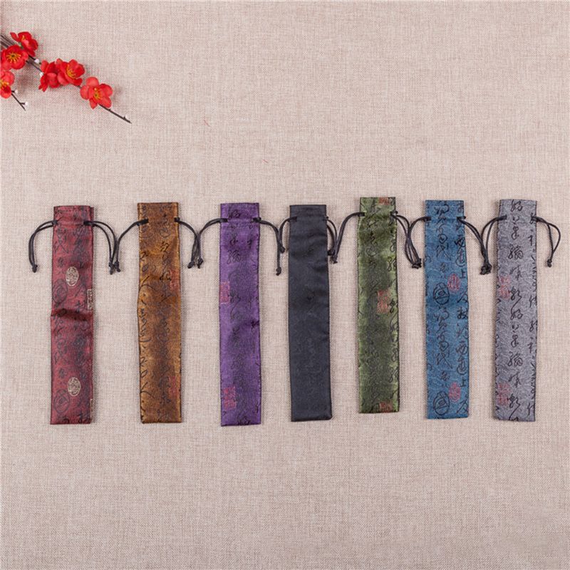 Chinesische Kalligraphie Stil Dekorative Falten Hand Fan Tasche Staubdicht Halter Protector Beutel-kasten Abdeckung