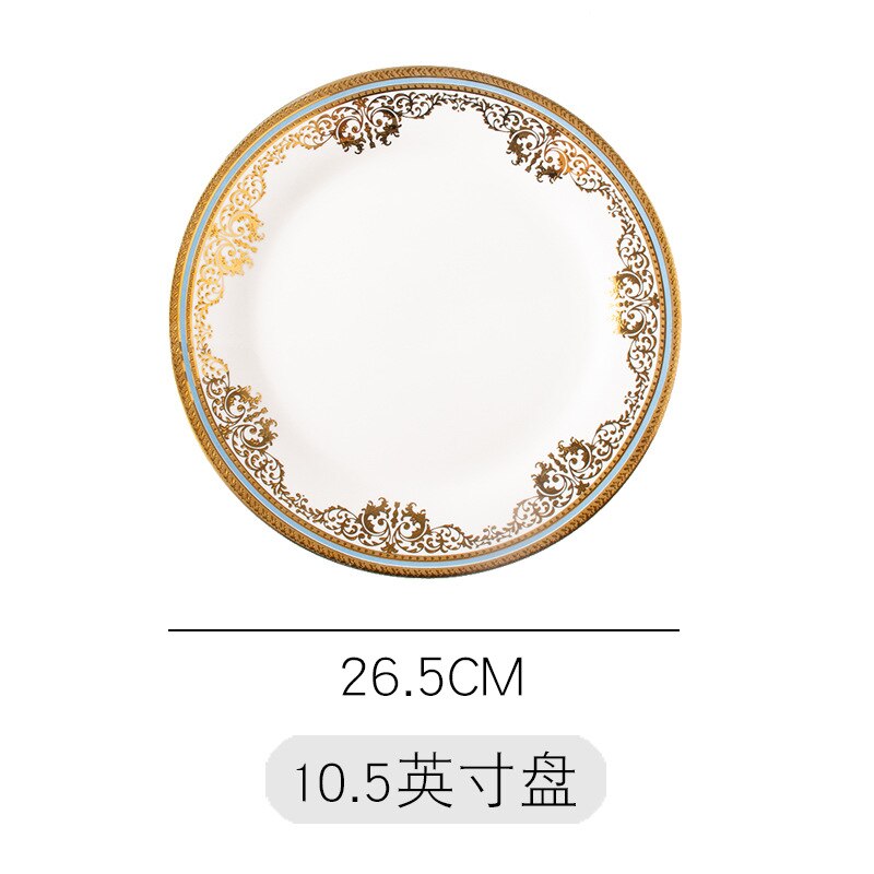 Vaisselle or bord assiette ensemble de luxe cuisine en céramique Restaurant placement nordique Style Steak Western pâtes assiettes Plates: 10.5 inch plate B