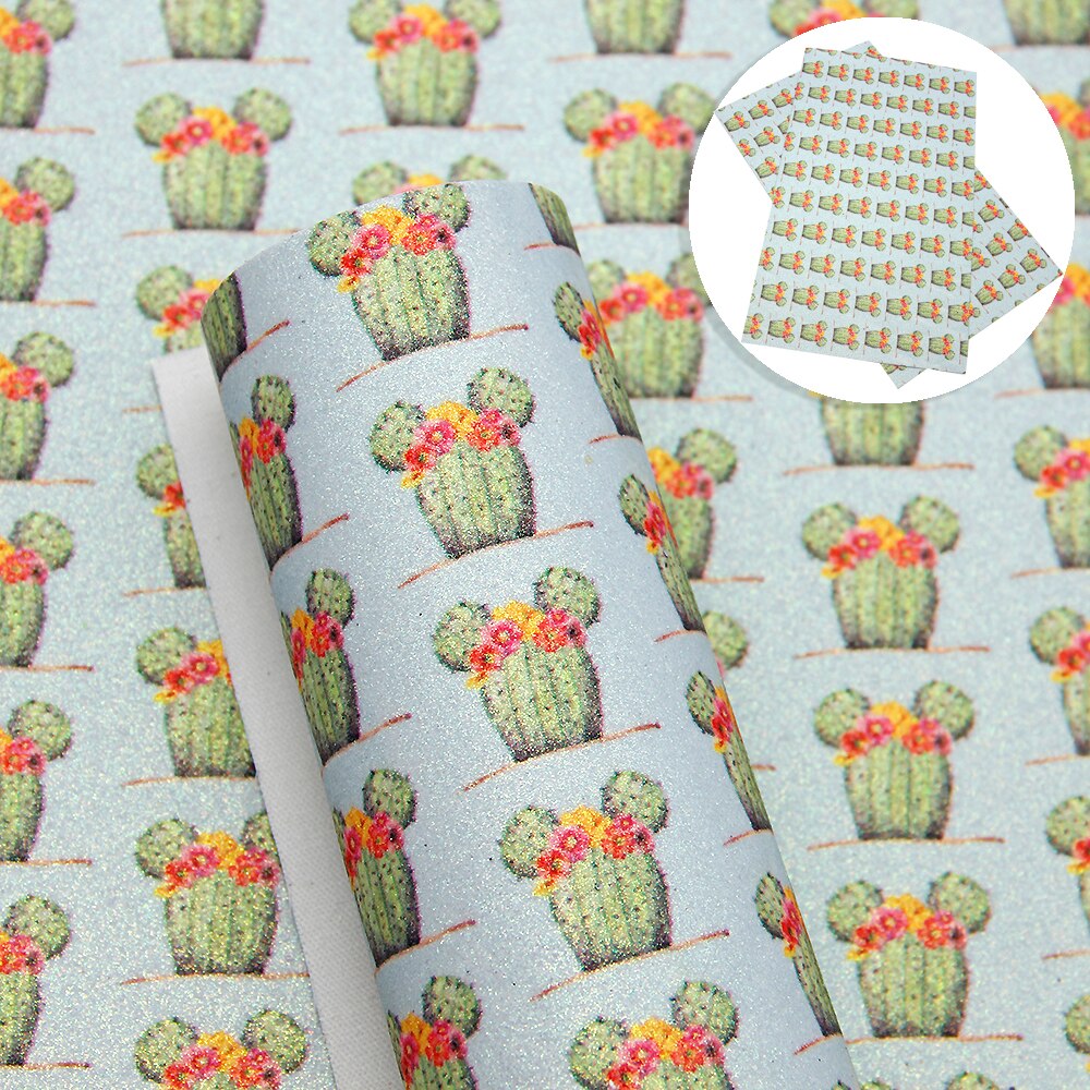 20*34cm kaktus dyr trykt fint glitter kunstlæder til fremstilling af hjemmetekstil øreringe telefon sag bogomslag ,1 yc 7779: 1088102011