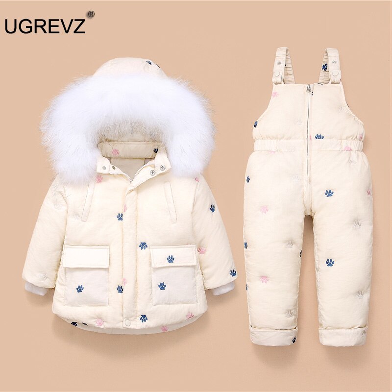 neue Winter freundlicher Kleidung setzt 2Stck Dicke Daunen Jacke Overall Baby Jungen Warme Gesamt freundlicher Mädchen Schneeanzug 12M 2 3 Jahr: K38-M2001Beige / 12m