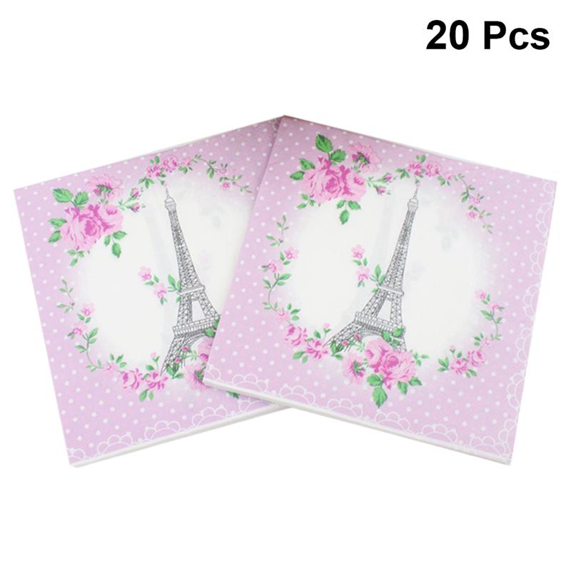 20 Sheets Beautiful Printed Disposable Eiffel Tower Facial Tissues Disposable Paper Napkins Party Supplies